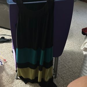 Beautiful, straight black, green and blue dress size medium